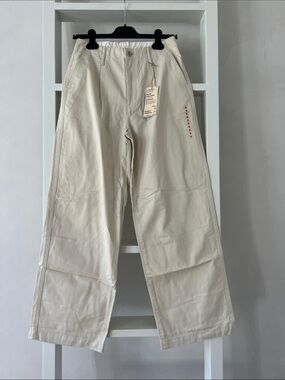 Muji Cream Wide-Leg Cotton Chinos